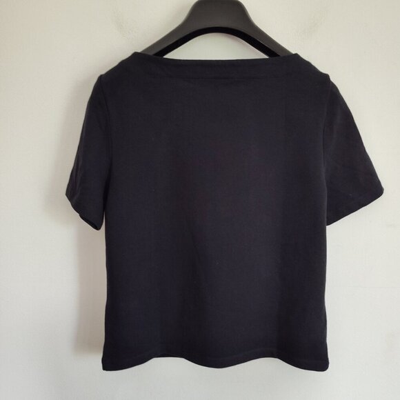 Ladies SZ XXS J Crew Black Cotton T-Shirt - Picture 2 of 3